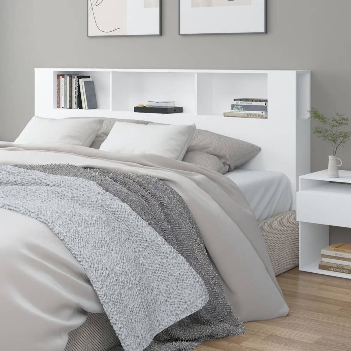 TU MESITA - Cabecera para cama moderna con organizador Margaret color Blanco TU MESITA