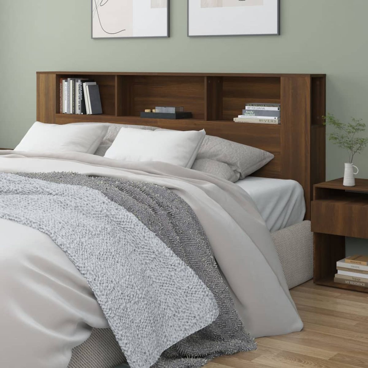 TU MESITA - Cabecera para cama moderna con organizador Margaret color Marrón TU MESITA