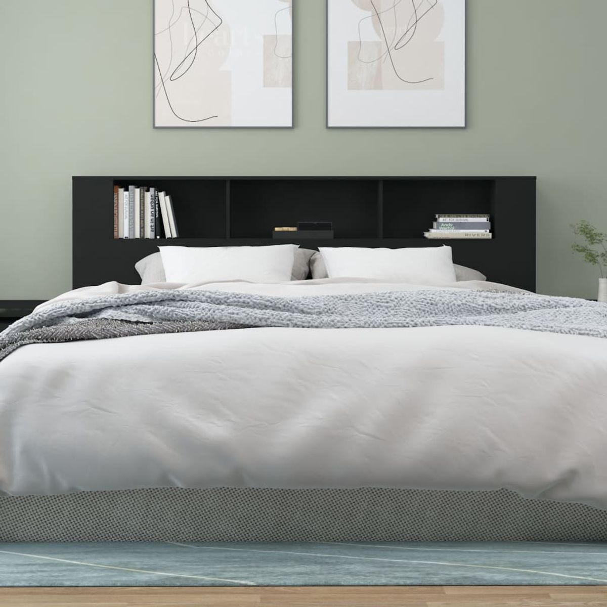 TU MESITA - Cabecera para cama moderna con organizador Margaret color Negro TU MESITA