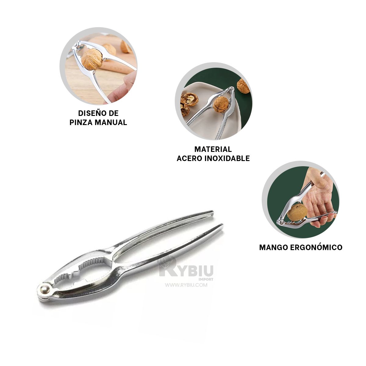 GENERICO - Pinza Rompenueces Multifuncional de Color Acero