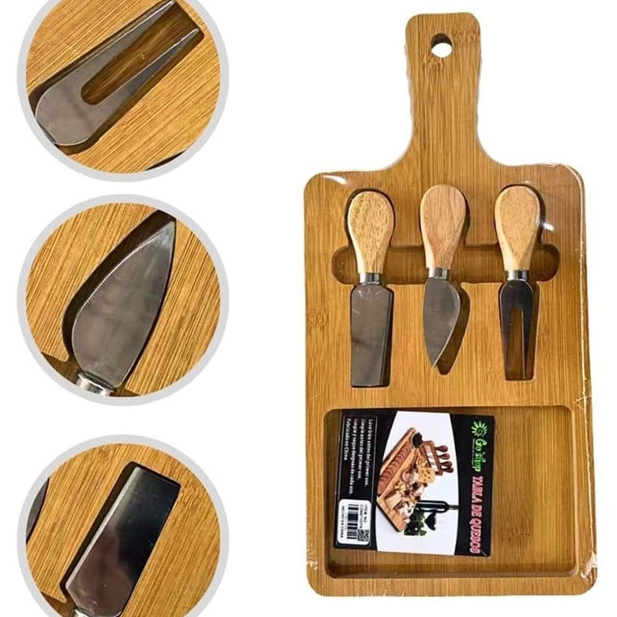 GENERICO - Tabla de Queso o Piqueos con 3 Cuchillos