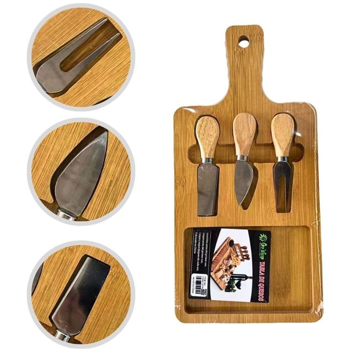 GENERICO - Tabla de Queso o Piqueos con 3 Cuchillos