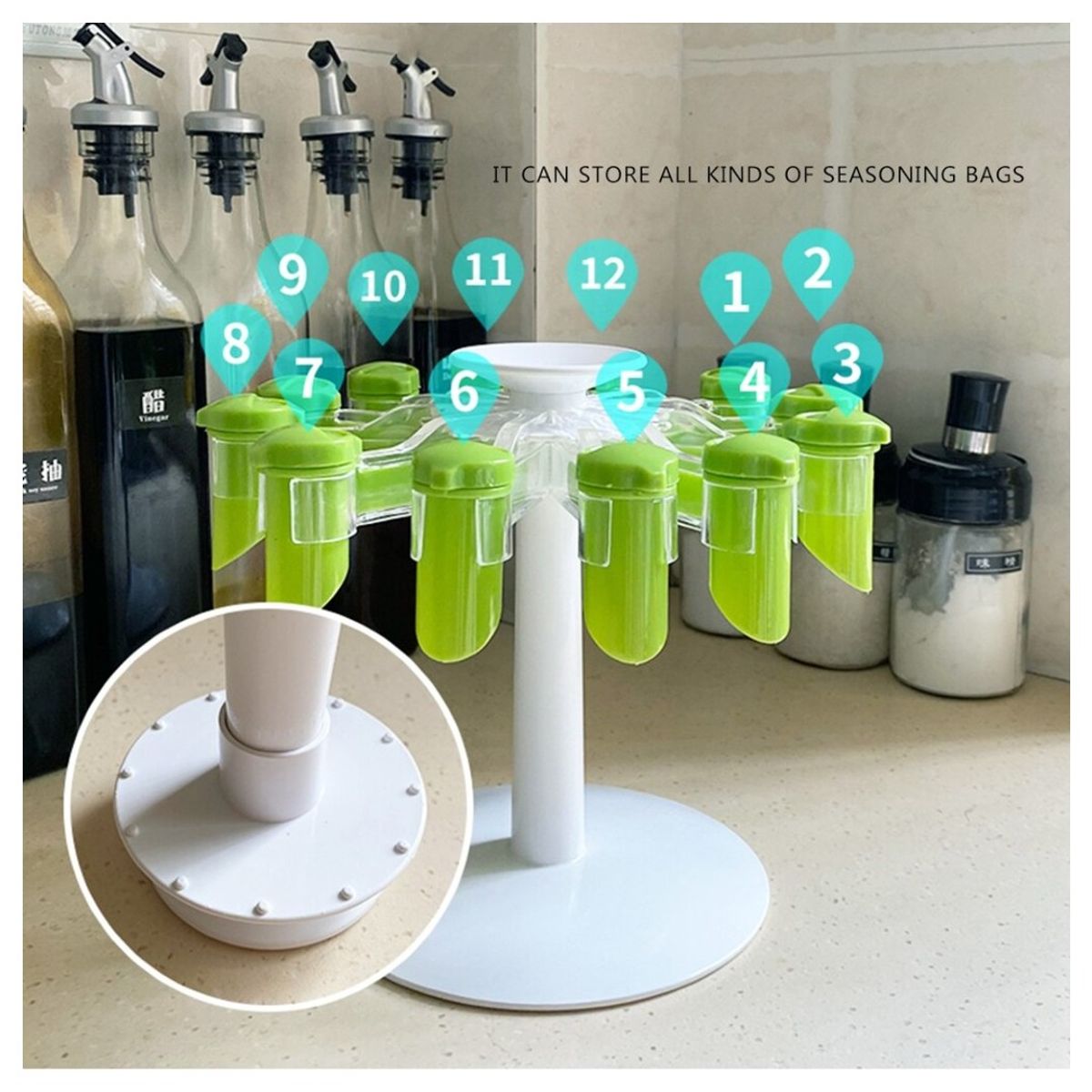 TODO FIT - Condimentero Estante Soporte de bolsas de especias Giratorio Almacenamiento
