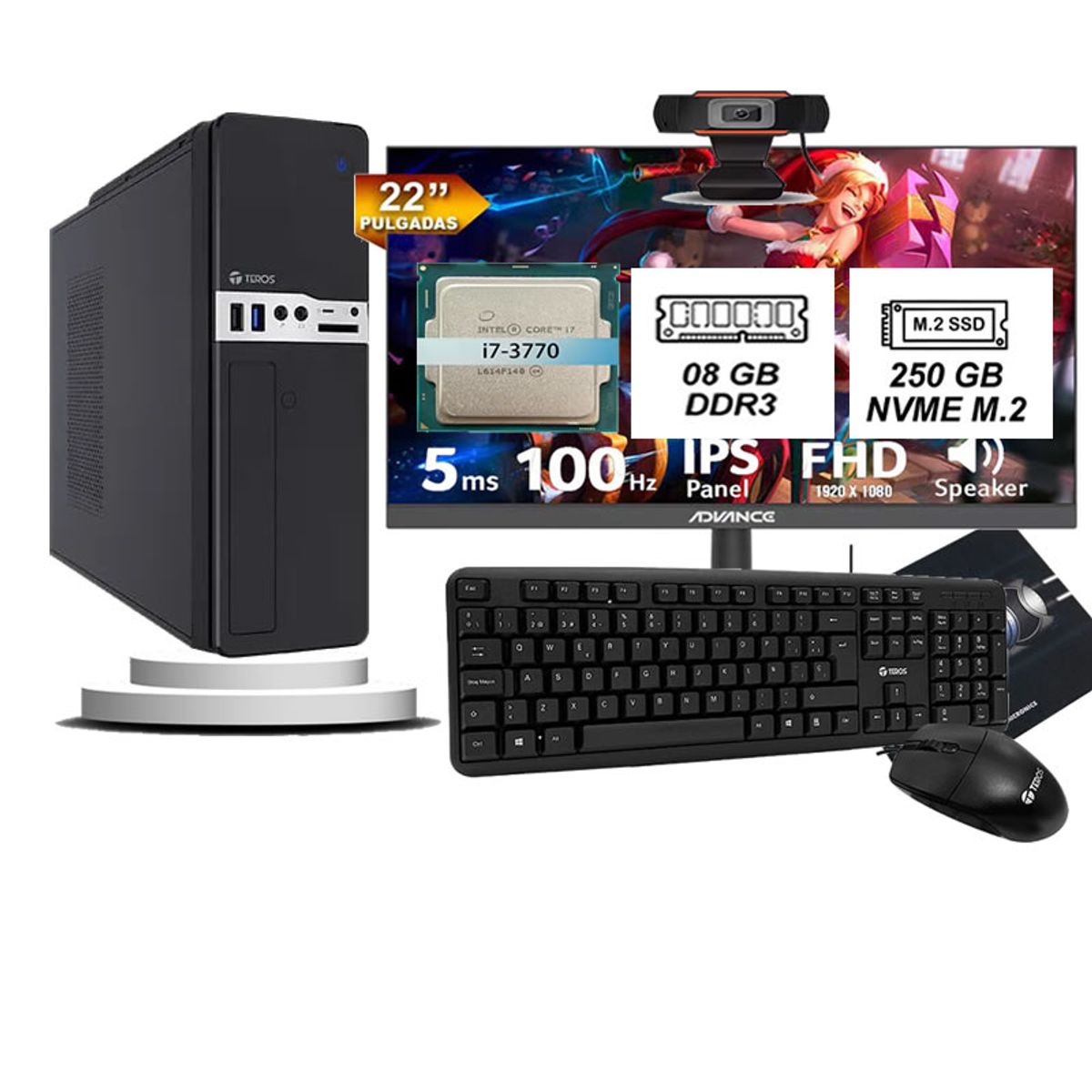 INTEL - Computadora Pc Intel Core I7 3770  Monitor 22 fhd' RAM 8GB SSD 256GB