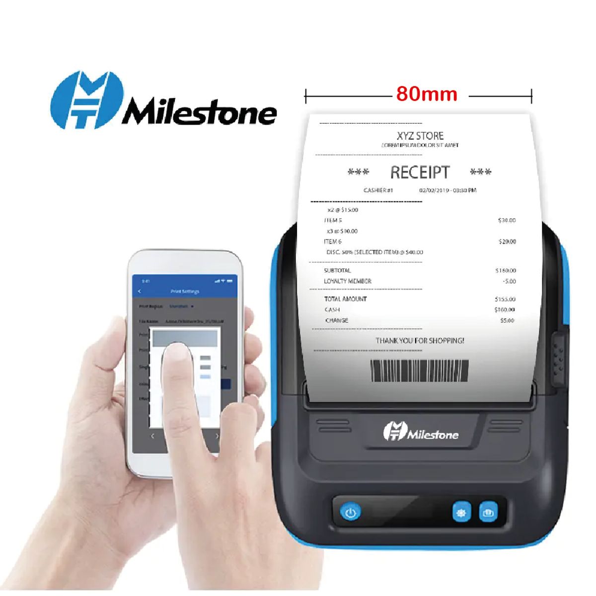 MILESTONE - impresora Portatil Termica Etiqueta y Ticket 80mm P29L