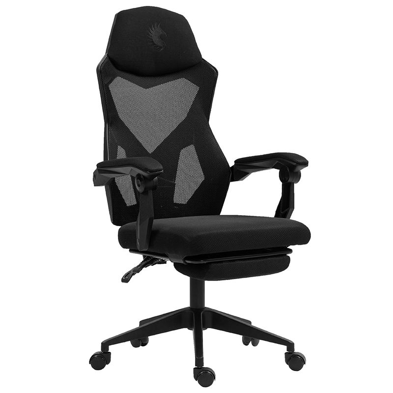 DREIZT - Silla Gamer Ergonómica Dreizt Mesh XL Negro Con Posapies Reclinable