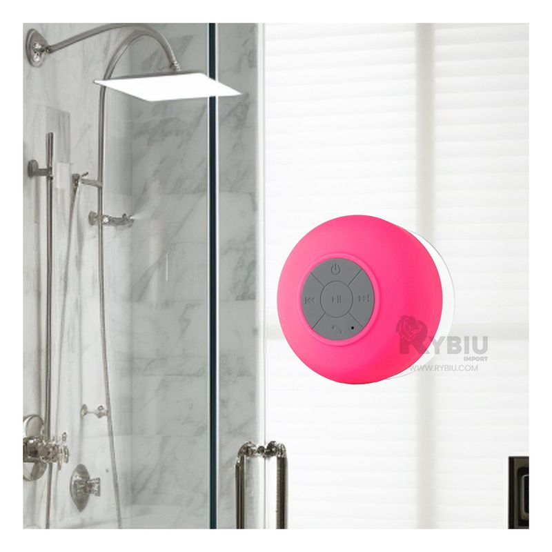 RYBIU IMPORT - Parlante Funcional de Ducha Color Rosado Y+Regalo Stickers