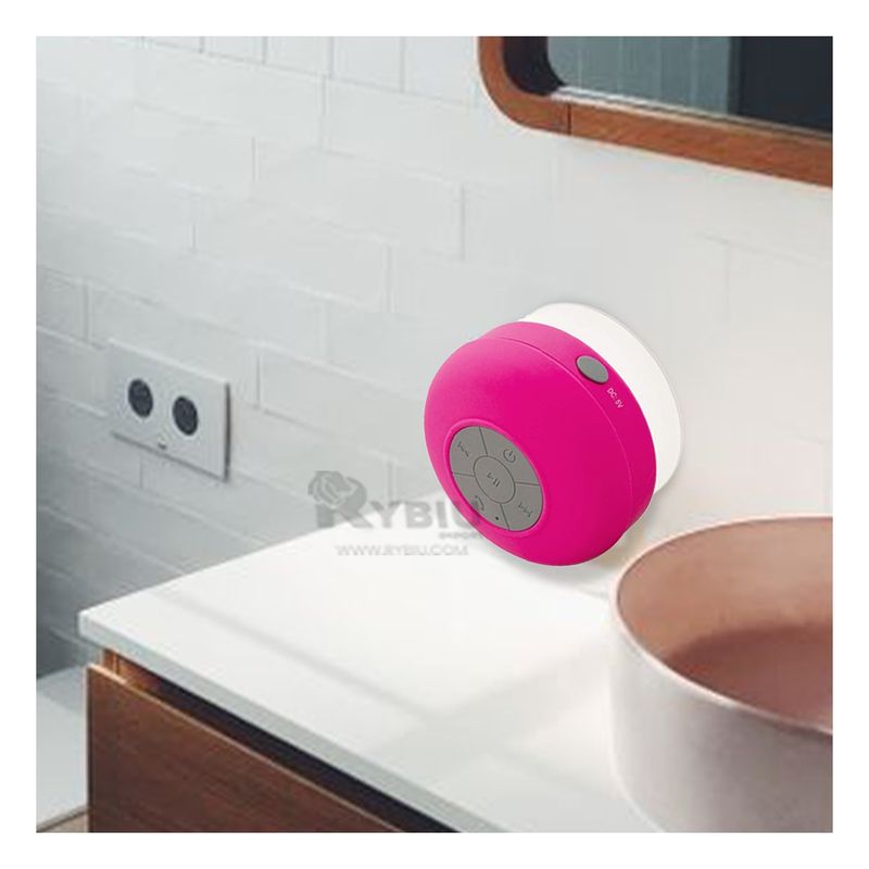 RYBIU IMPORT - Altavoz Resistente a la Lluvia en Rosado Y+Regalo Stickers