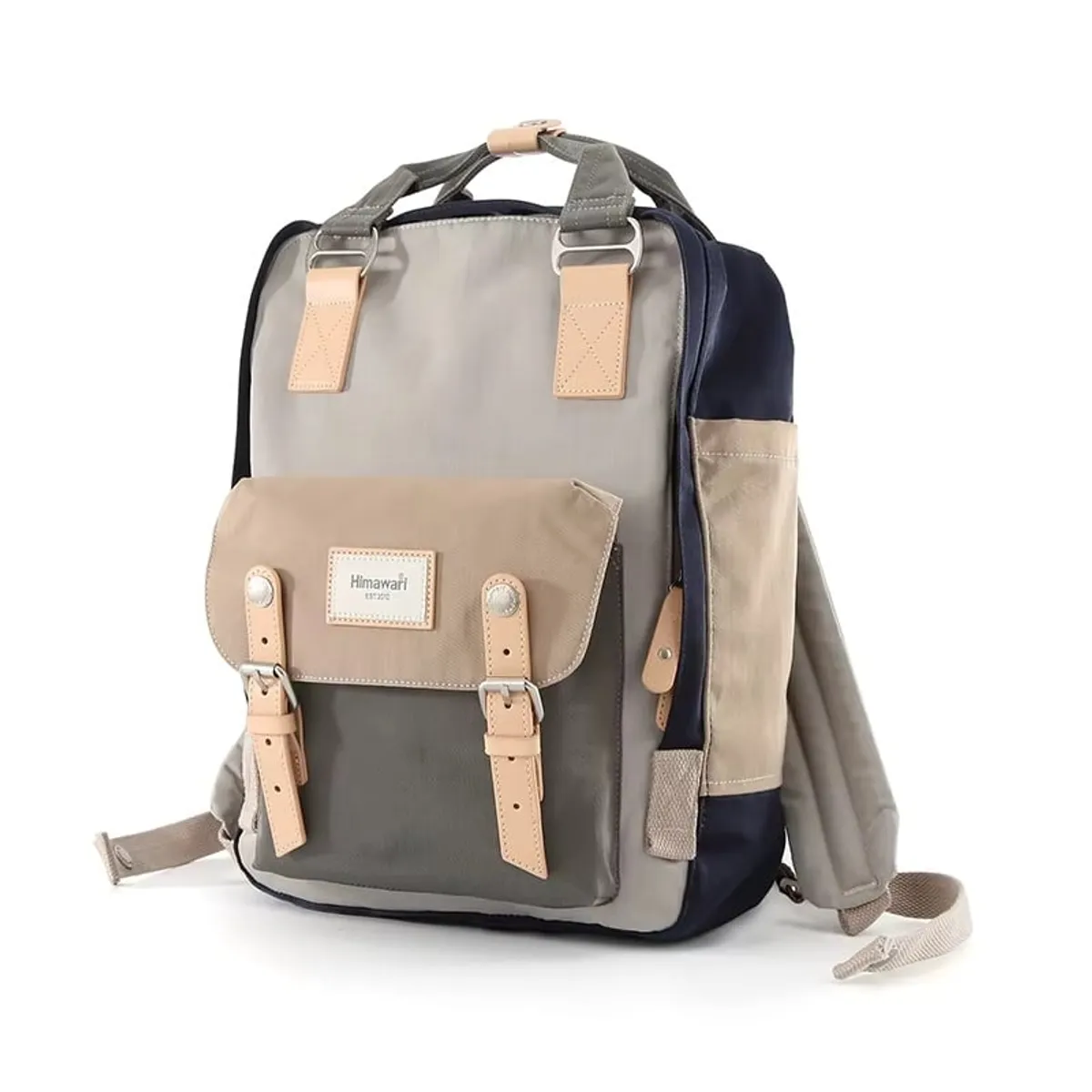 HIMAWARI - Himawari - Mochila escolar o viaje porta Laptop - Khaki y Gris