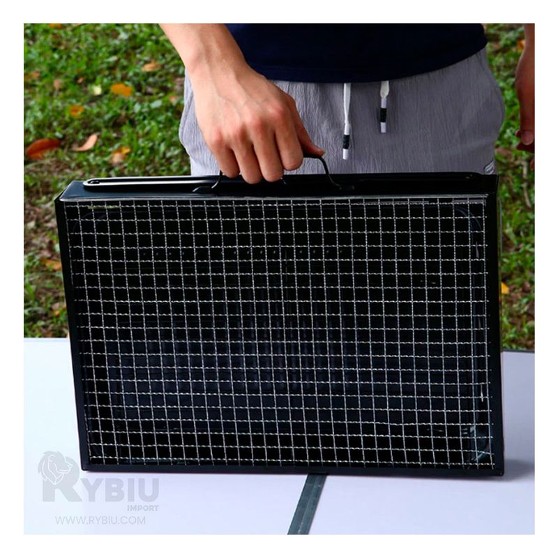 RYBIU IMPORT - Parrilla Mini a Carbon en Color Negro Y+Papel de Regalo