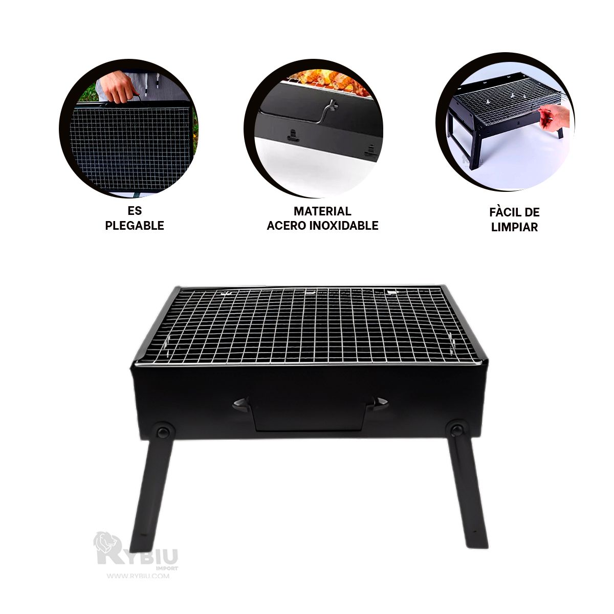 GENERICO - Parrilla Pequeña Plegable para Aire Libre en Color Negro