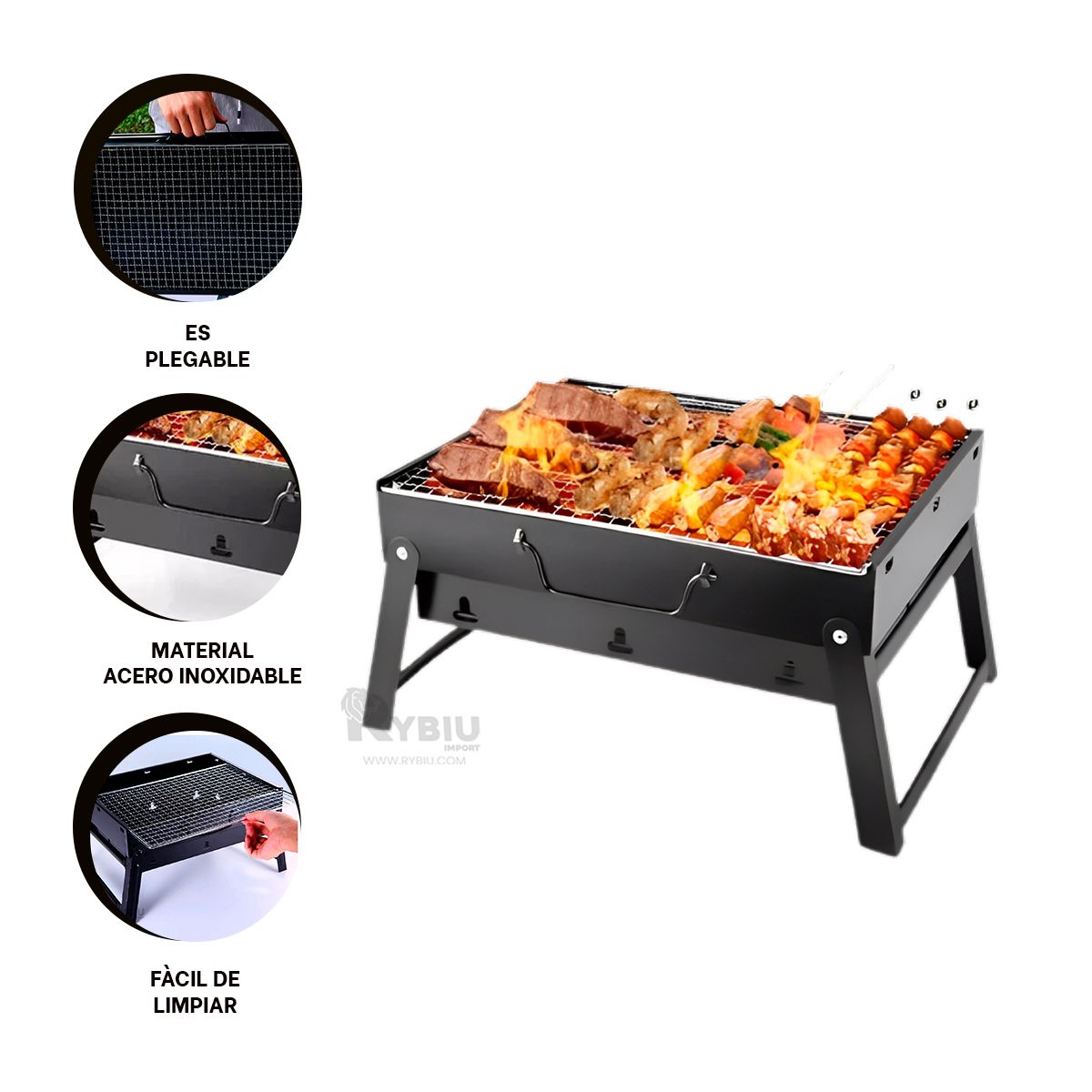 GENERICO - Parrilla Chica Portatil en Color Negro Y+Regalo Agendita