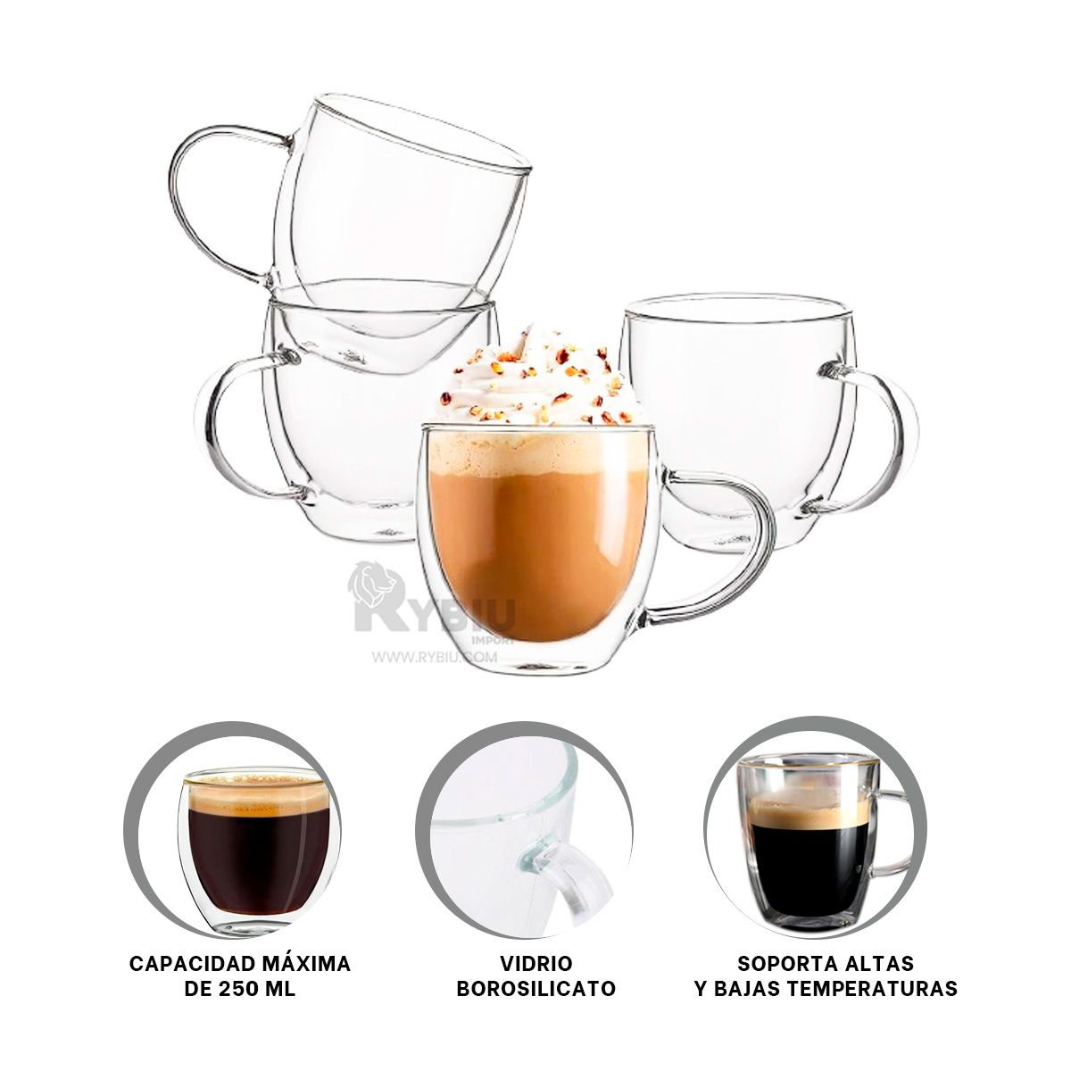 RYBIU IMPORT - Tazon de Leche Caliente 250ML 83x83x9CM Y+Gift MiniAgenda