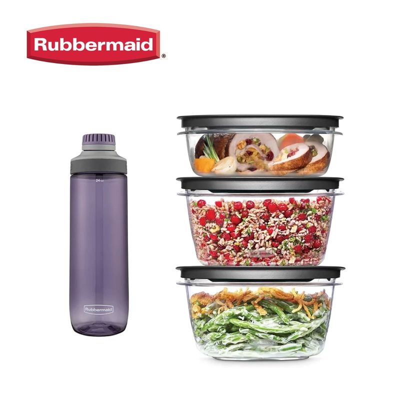 RUBBERMAID - Set de 3 herméticos Premier y botella Rubbermaid 710ml Morada