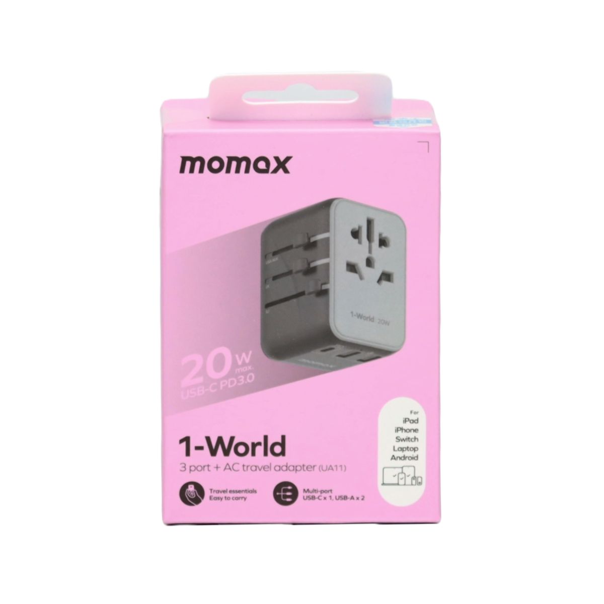 MOMAX - MOMAX 20W PD Adaptador de corriente de cargador rápido de viaje global
