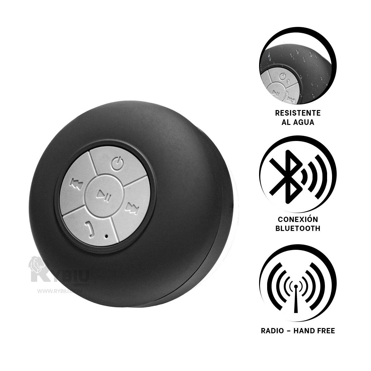 RYBIU IMPORT - Altavoz Inalambrico Funcional en Negro Y+Gift MiniAgenda