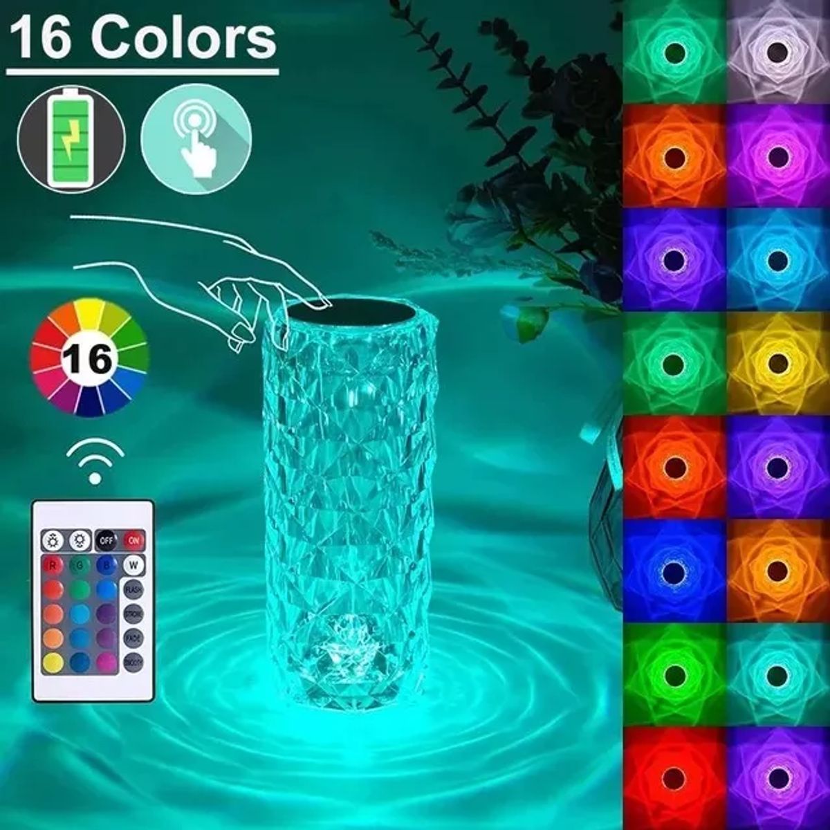 GENERICO - LAMPARA LED CRISTAL LAMPARA DE MESA RGB CON CONTROL