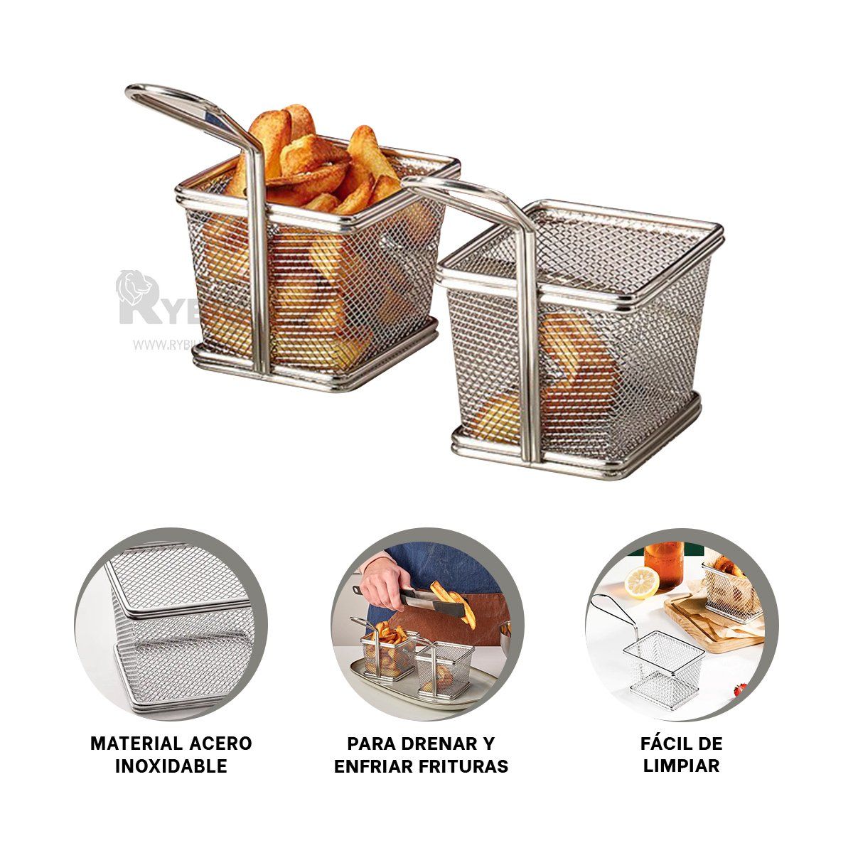 RYBIU IMPORT - Canastilla Resistente en Plateado Y+Regalo Ligas para Peinar