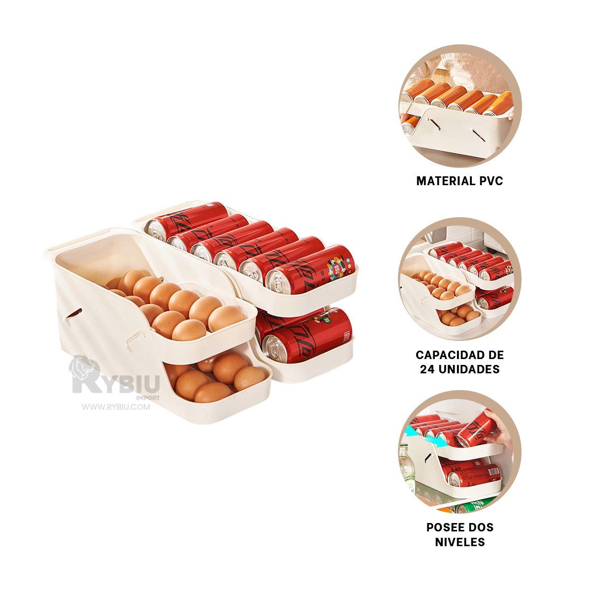 RYBIU IMPORT - Expendedor Moderno de Huevos en Color Blanco Y+Gift Stickers