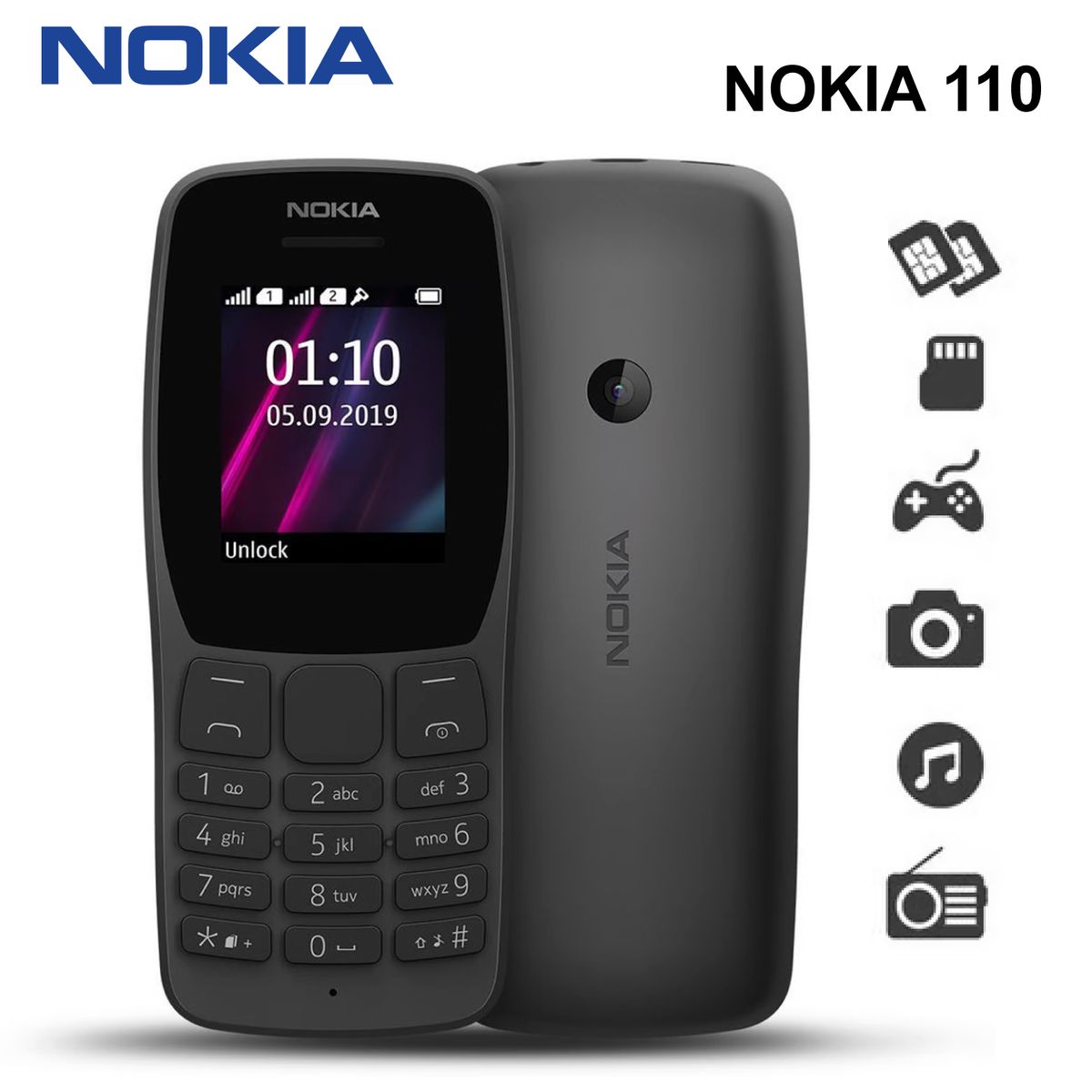 NOKIA - Celular Básico Nokia 110 Dual Sim 1.8 GSM Radio FM Cámara Slot MicroSD