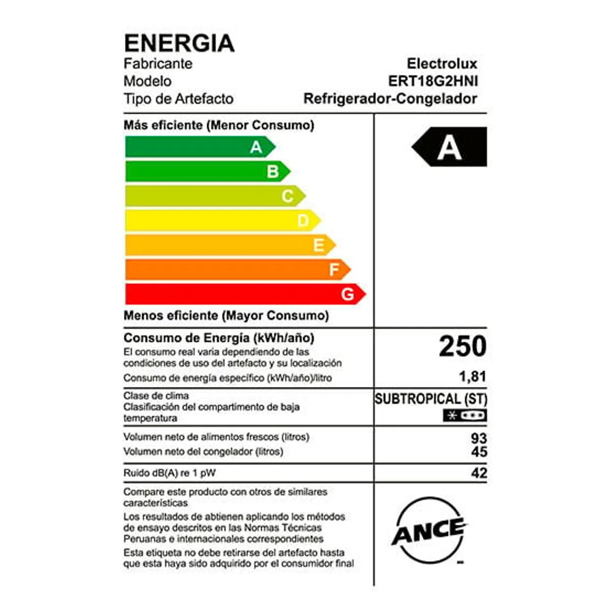ELECTROLUX - Refrigeradora Electrolux 138L Frost ERT18G2HNI