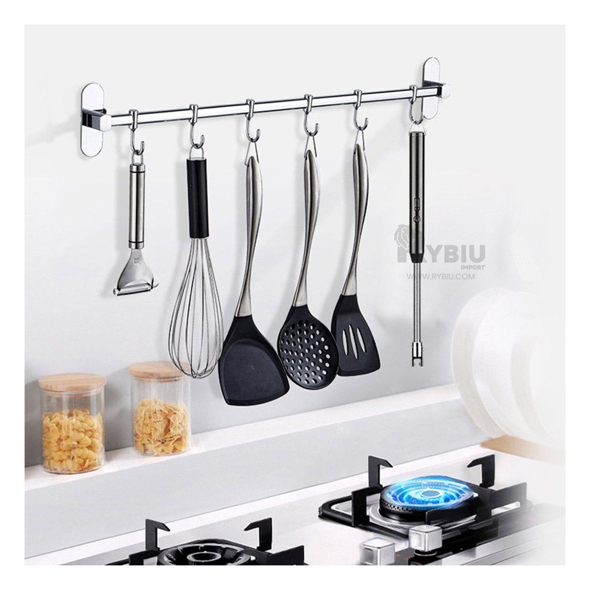 RYBIU IMPORT - Encendedor Portatil con USB en Negro Y+Papel de Regalo