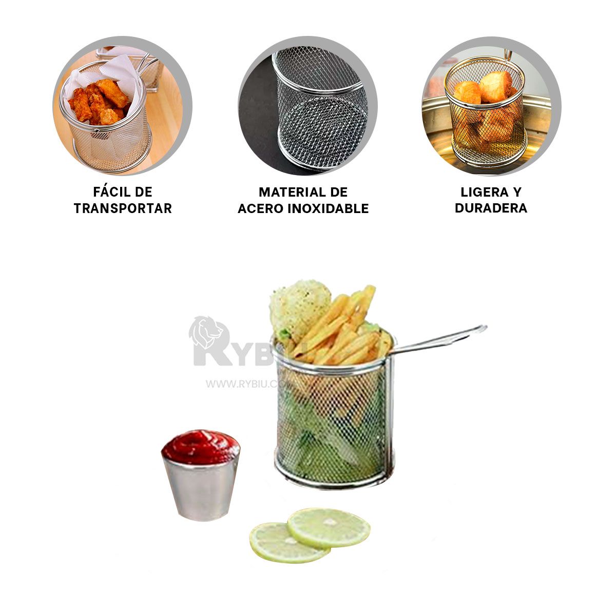 RYBIU IMPORT - Recipiente Bonito para Broaster Plateado Y+Post-it Adhesivos