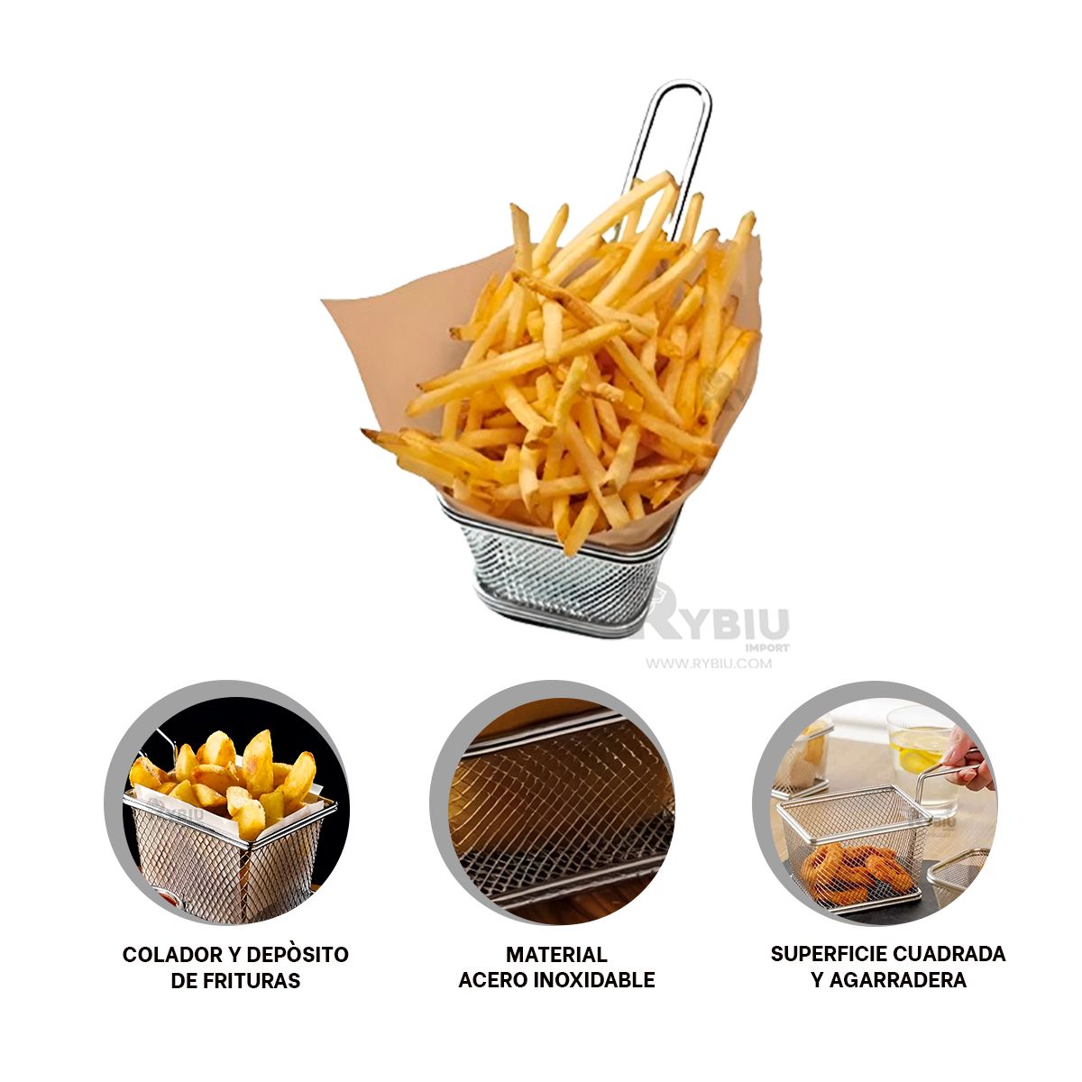 RYBIU IMPORT - Cesta Conveniente para Cocina en Plateado Y+Regalo Agendita