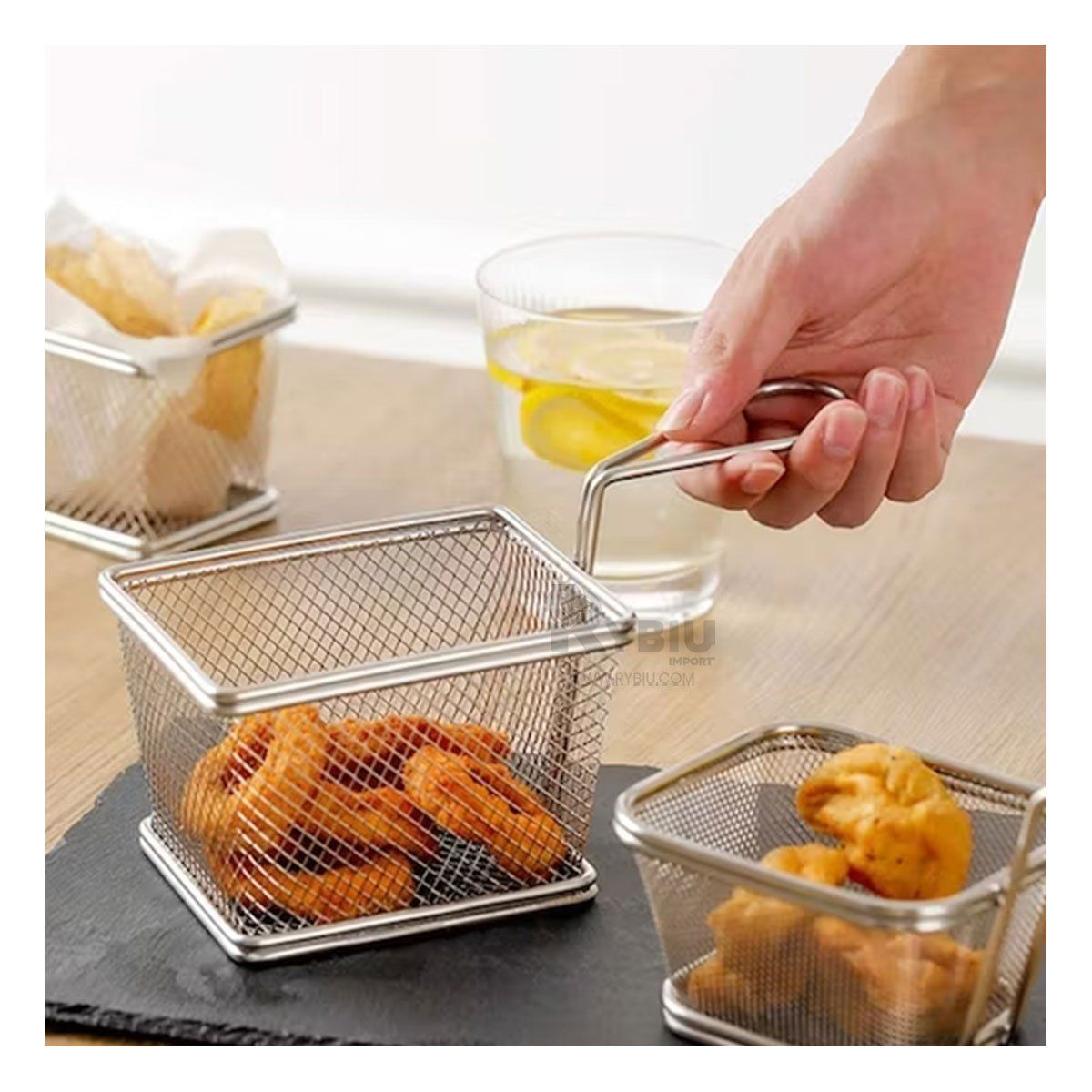 RYBIU IMPORT - Cesta de Facil Limpieza en Color Plateado Y+Papel de Regalo