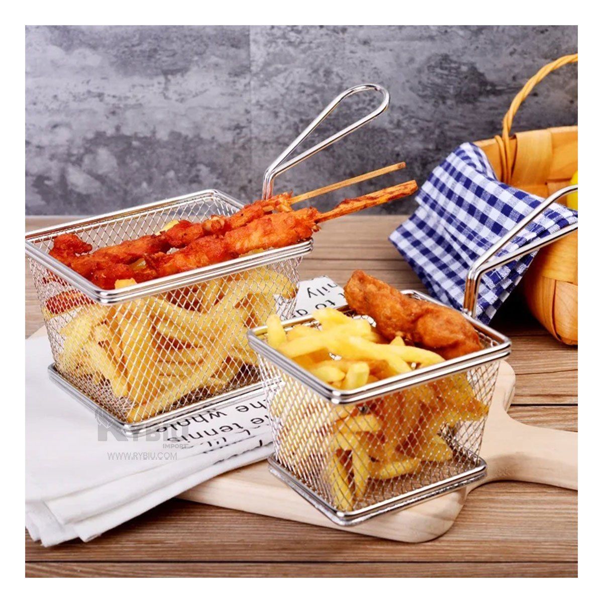 RYBIU IMPORT - Canasta con Asas Ergonomicas Plateado Y+Gift MiniAgenda