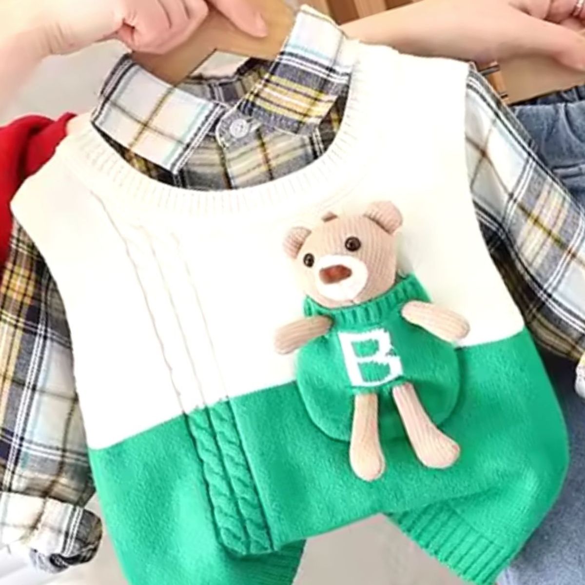 GENERICO - ROPA DE NIÑO DE OSITO DE 3 PIEZAS (CHALECO+ PANTALON+ CAMISA