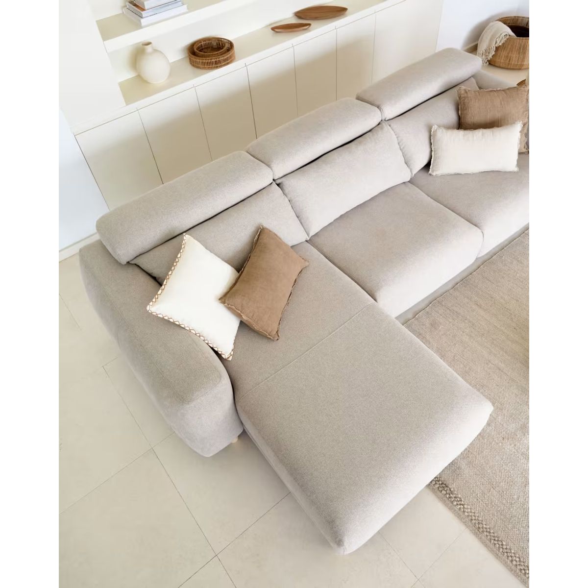 YOLODECORO - Seccional con Chaise Longue a la Izquierda Singa Beige