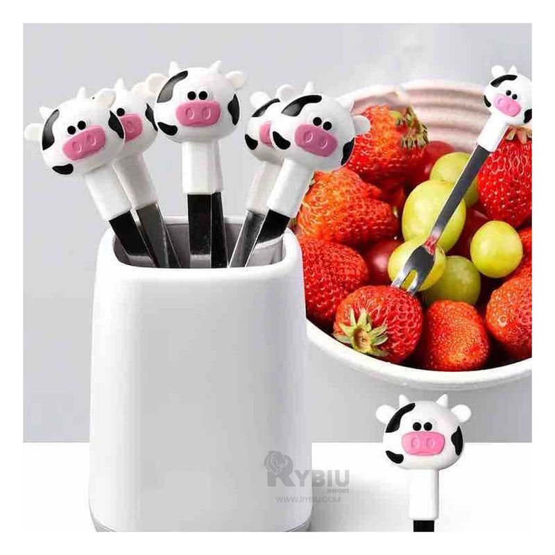 RYBIU IMPORT - Mini Tenedor Ergonomico de Color Blanco Y+Papel de Regalo