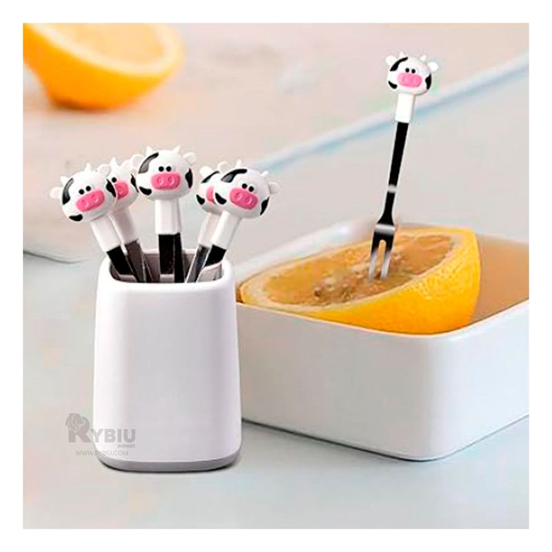 RYBIU IMPORT - Mini Tenedor de Metal para Uso Familiar de Vaca en Blanco