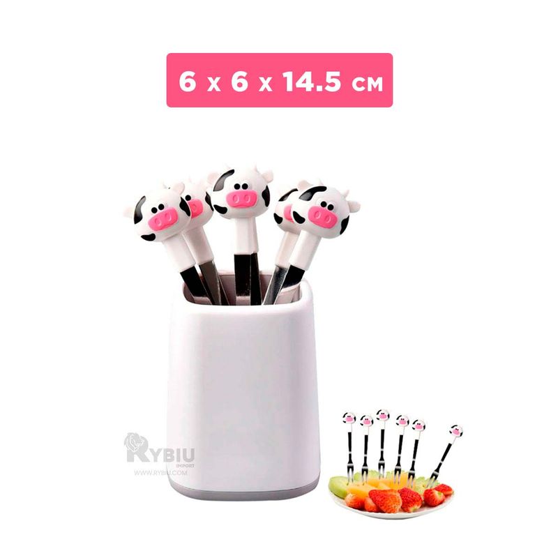 RYBIU IMPORT - Tenedor para Frutas Cristalizado Blanco Y+Ligas de Regalo
