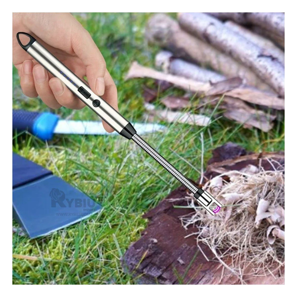 RYBIU IMPORT - Encendedor Portatil Ligero para Viajes en Color Plateado