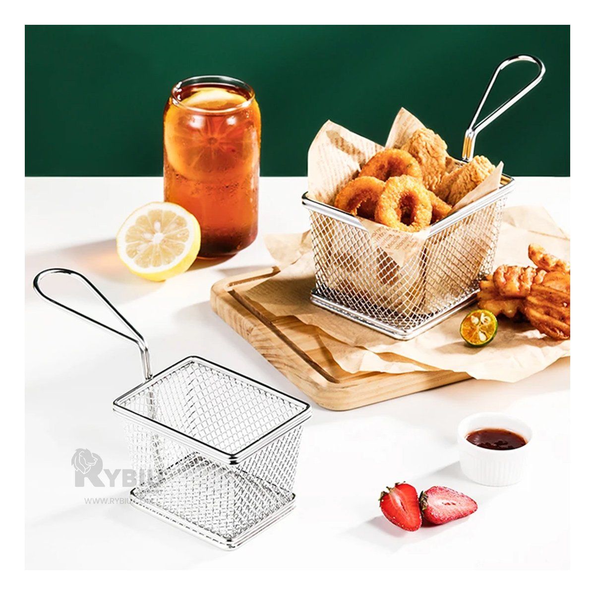 GENERICO - Cesta para Frituras Especiales 10x8x7cm Color Plateado