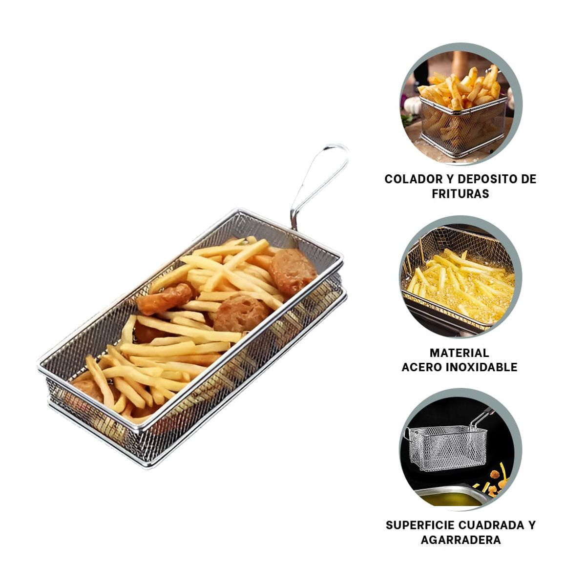 GENERICO - Cesta para Frituras Especiales 255x13x7cm Color Plateado