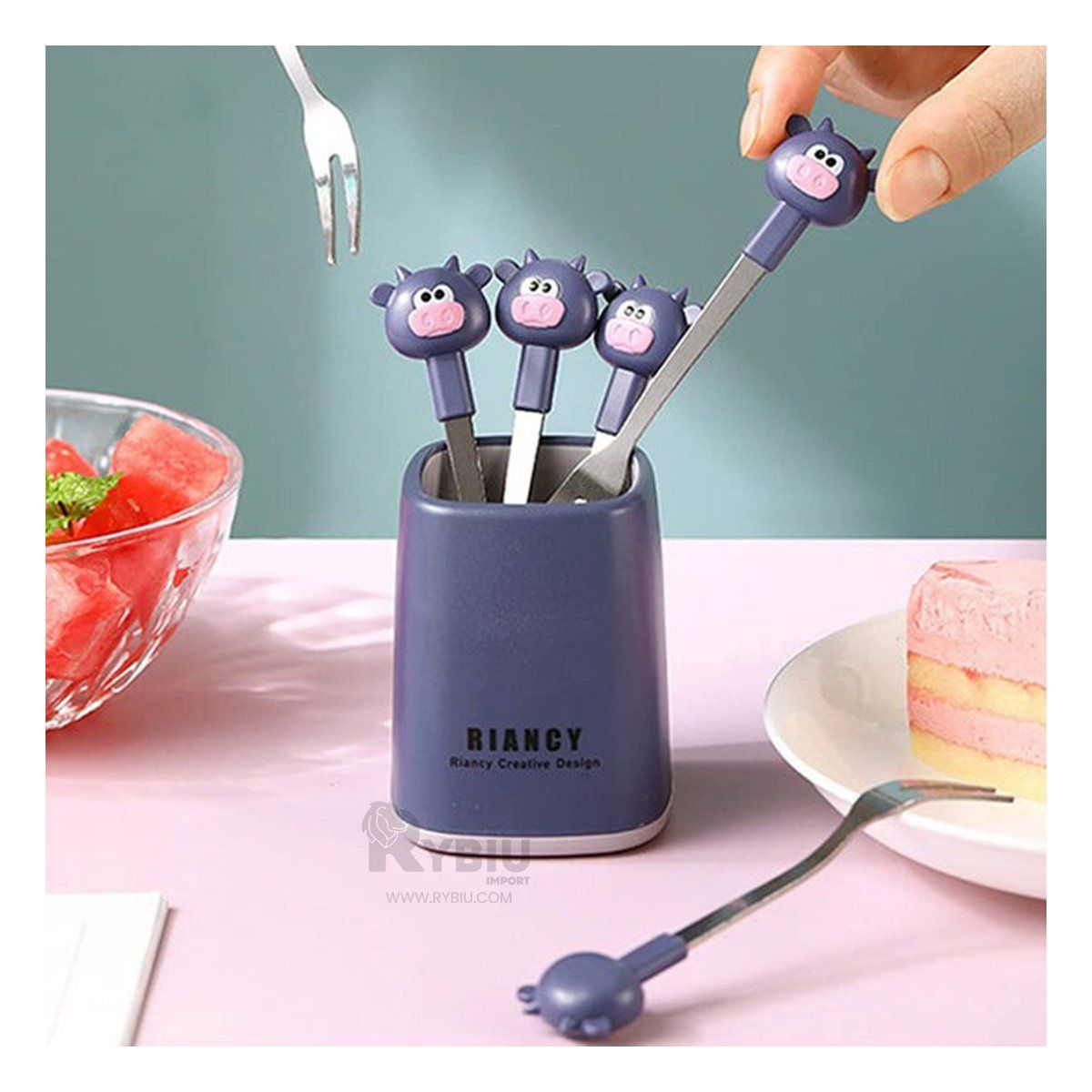 GENERICO - Tenedor Pequeño y Util en Morado Y+Banderitas Adhesivas