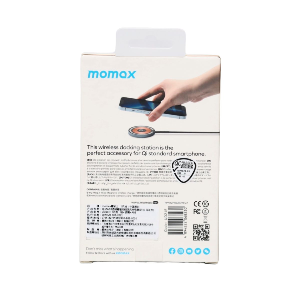 MOMAX - Cargador inalámbrico Momax con tecnología Q-Mag 2