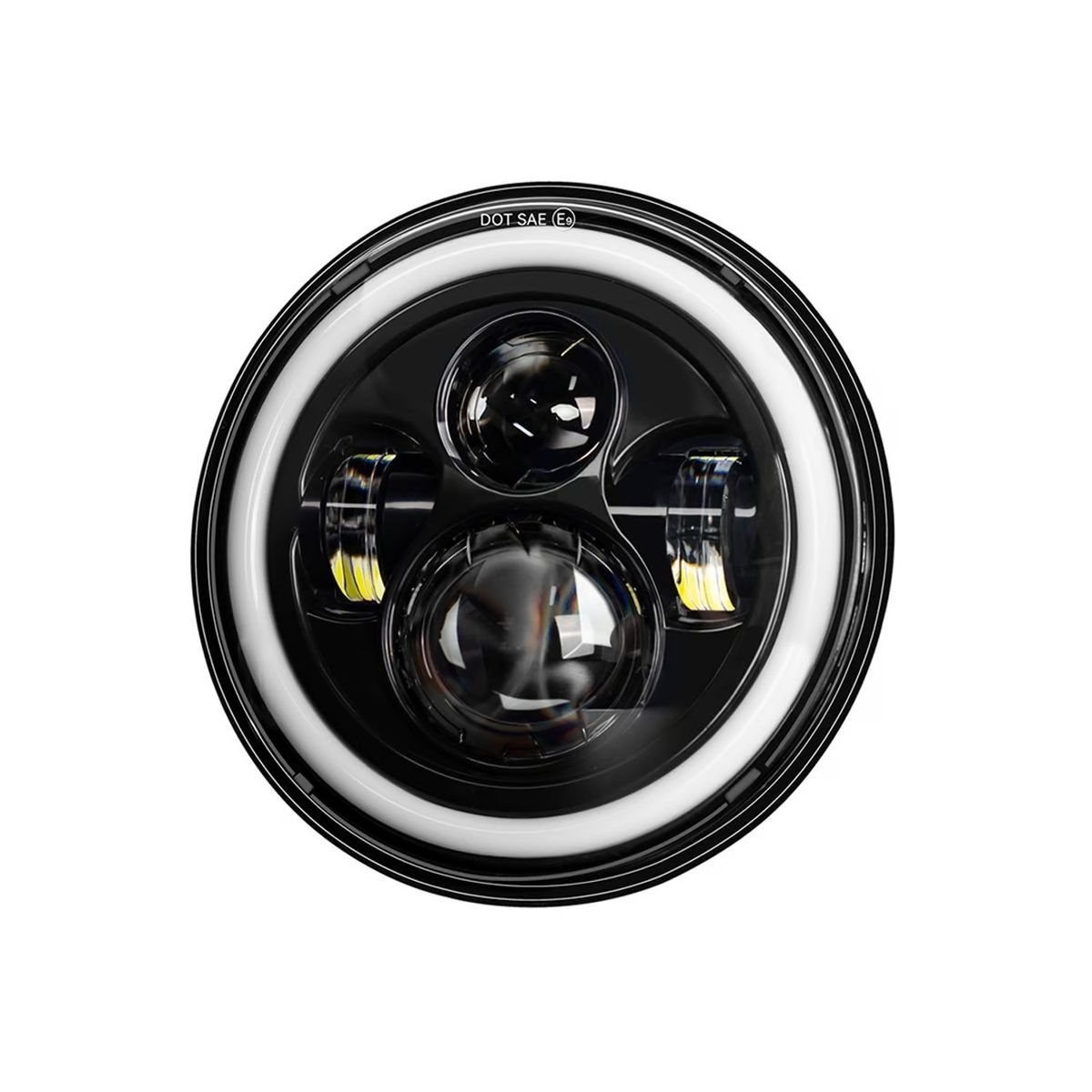 GENERICO - Faro Harley Led Alta Baja Lupa 9d + Ojo De Angel Universal