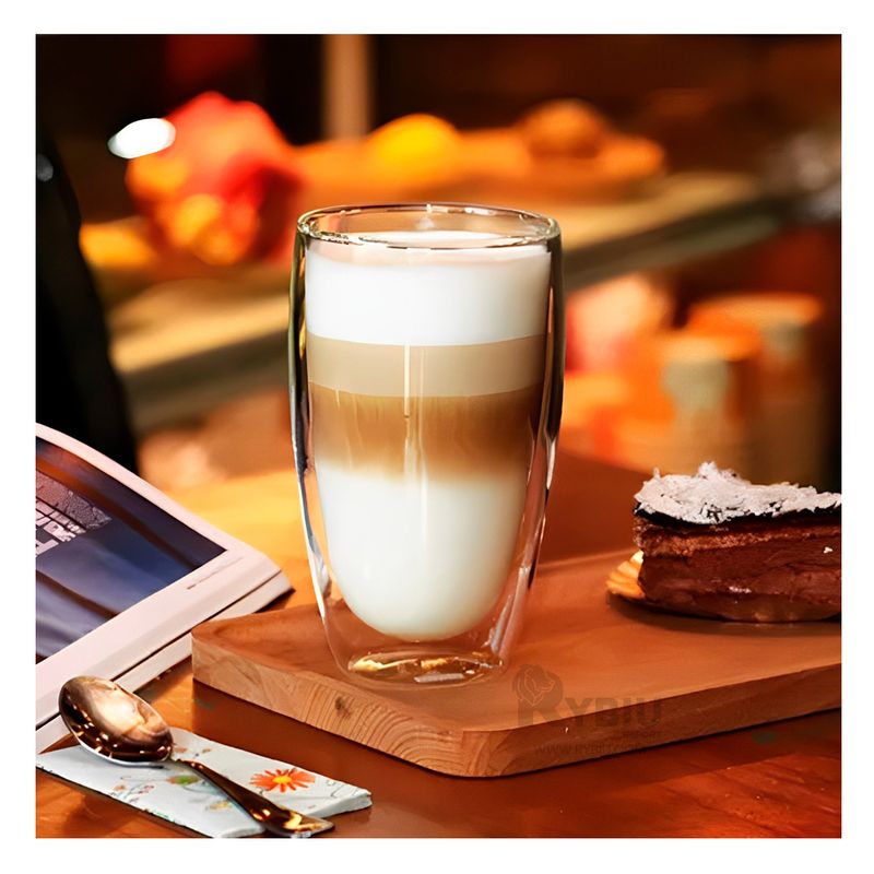 RYBIU IMPORT - Vaso Cristalino de Doble Capa 400ML Y+Papel de Regalo