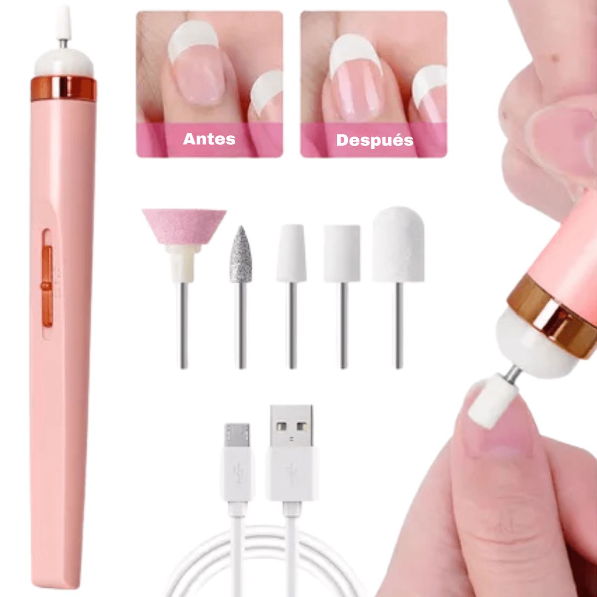 OEM - Máquina de Lijado y Pulido para uñas con 5 Accesorios