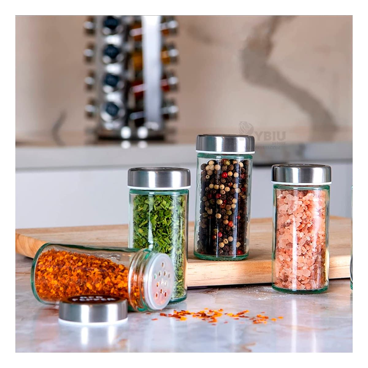 RYBIU IMPORT - Especiero Amplio en Cuadrado Y+Regalo Ligas para Peinar