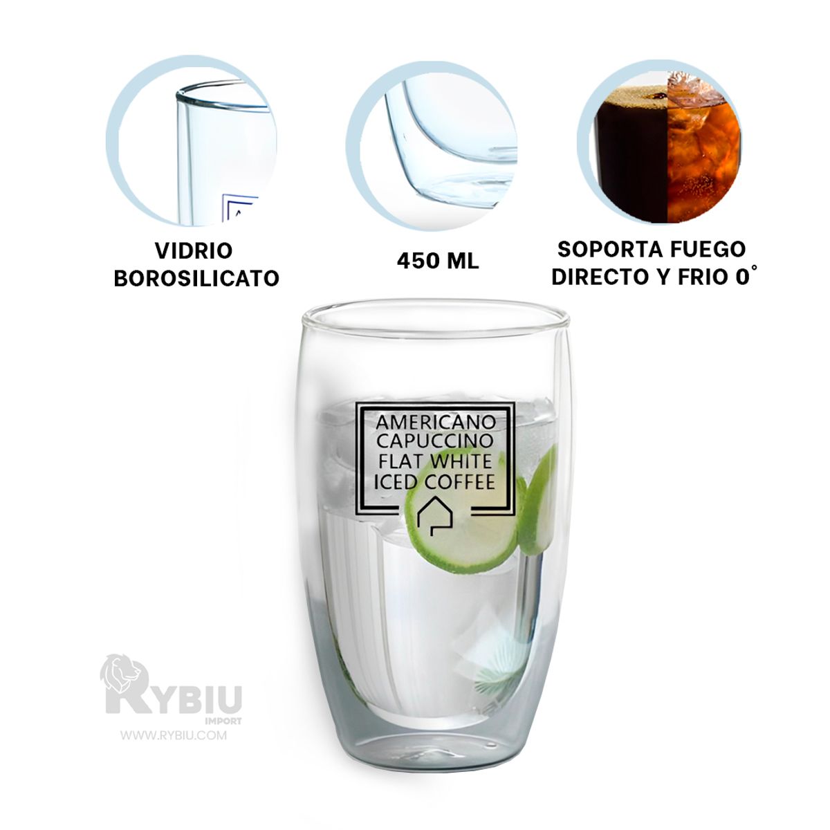 RYBIU IMPORT - Vaso Elegante para Hogar 450ML Frappucino Y+Regalo Agendita