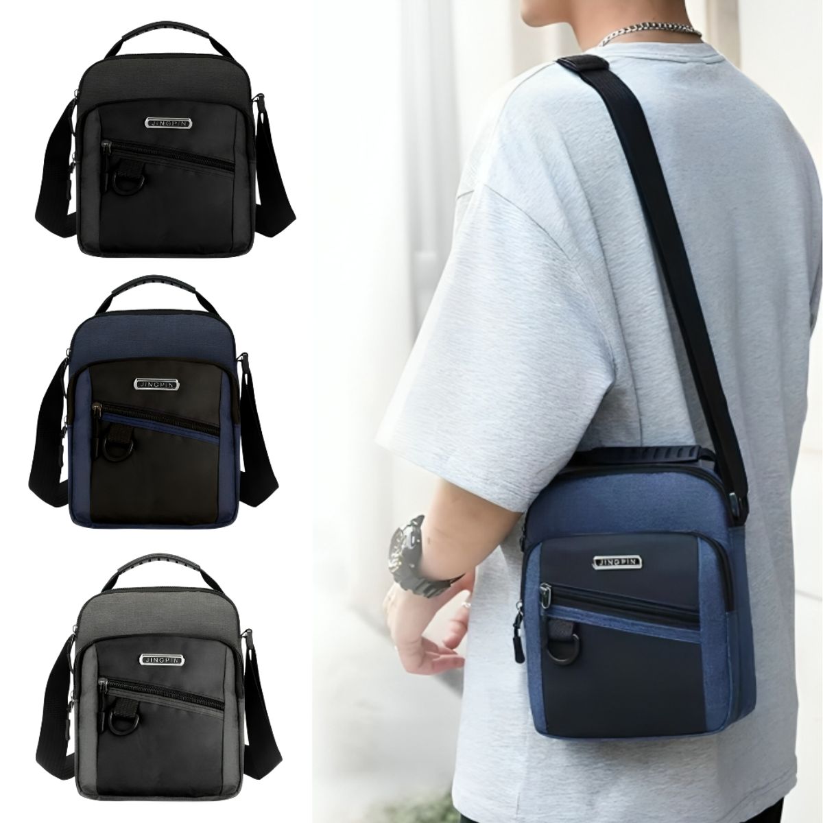 GENERICO - Morral Bandolera casual de nilón para hombre