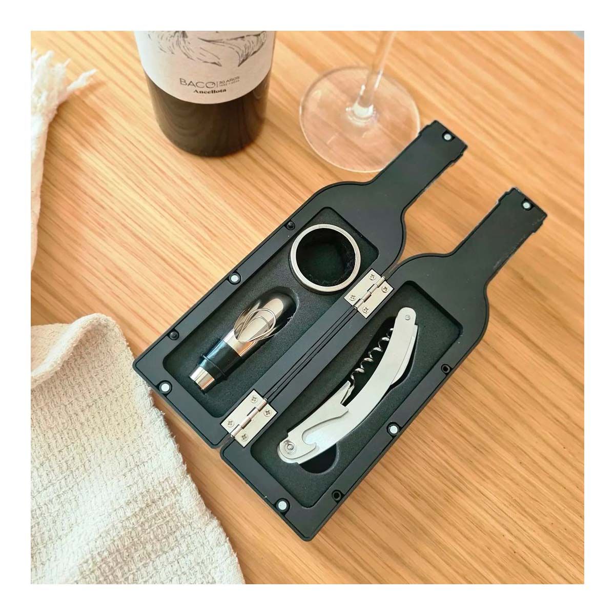 RYBIU IMPORT - Descorchador Util para Hogar en Tono Negro Y+Gift MiniAgenda