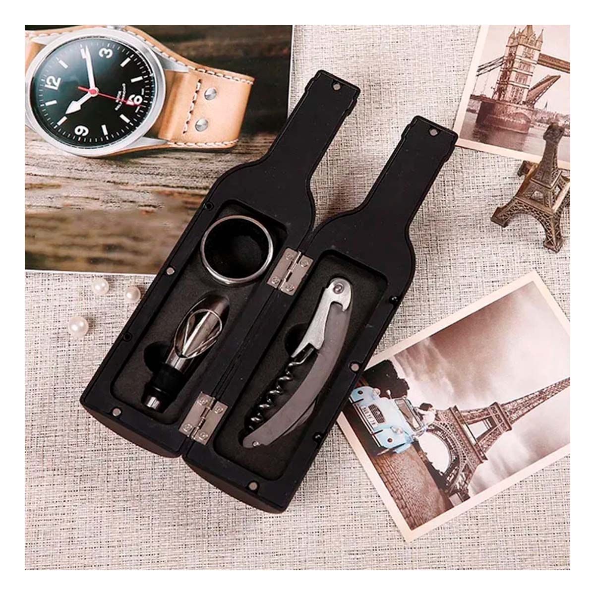 RYBIU IMPORT - Descorchador Util para Hogar en Tono Negro Y+Gift MiniAgenda