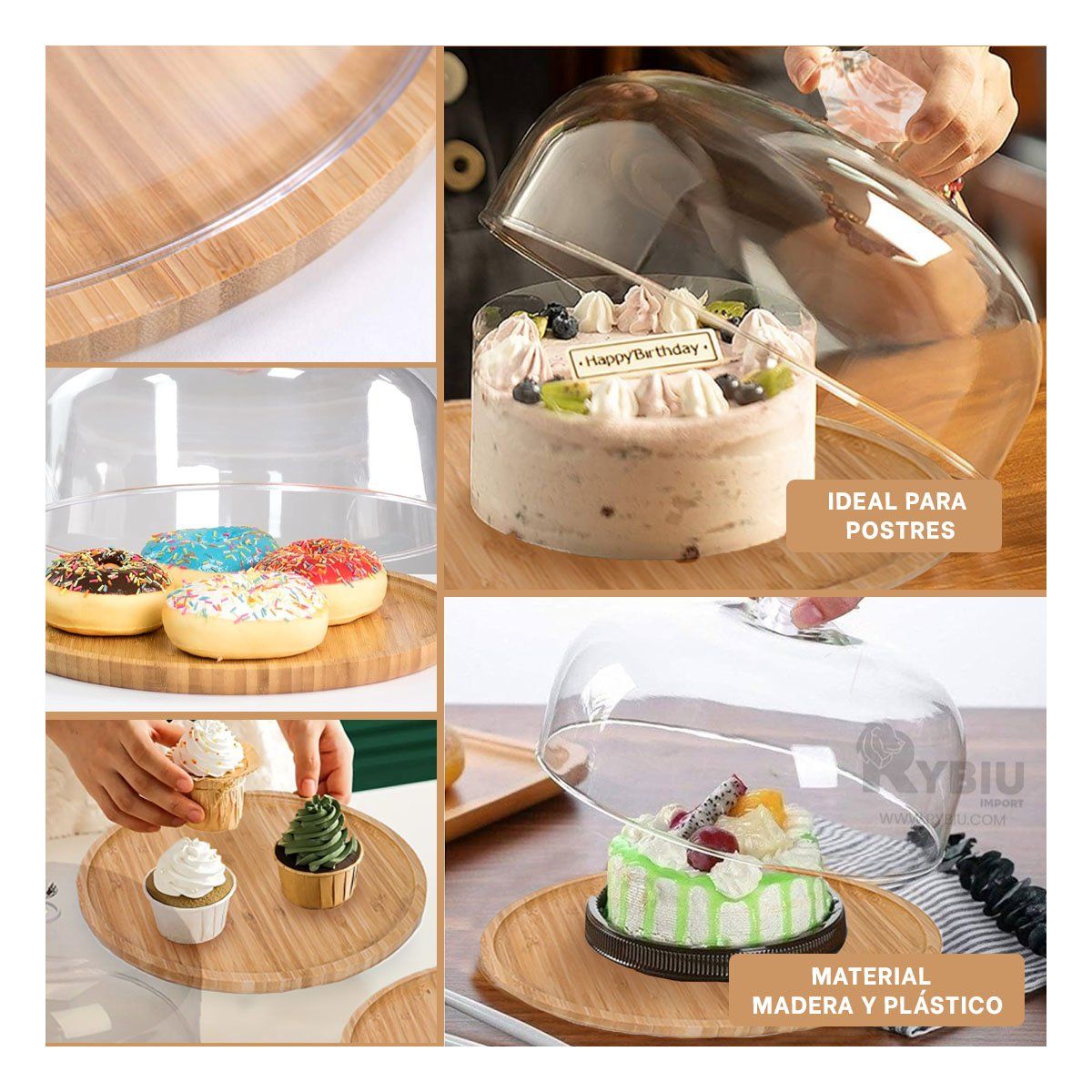 RYBIU IMPORT - Base Circular de Torta 28 cm Traspararente Y+Gift MiniAgenda