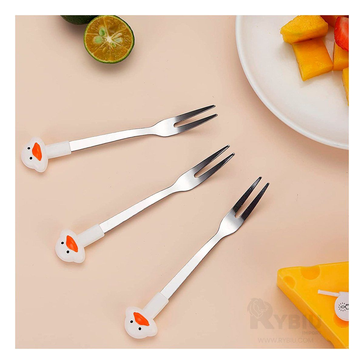 RYBIU IMPORT - Mini Tenedor de Metal para Uso Familiar de Conejo Blanco